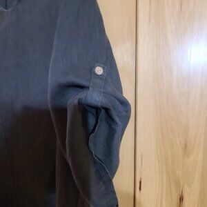 Asymmetrical hem grey linen dress